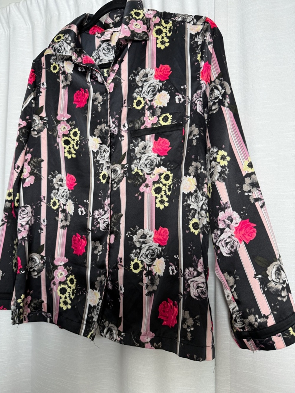 Victoria’s Secret Satin Floral Pajama Set Matching Lounge Set Black | Size S - Picture 8 of 17